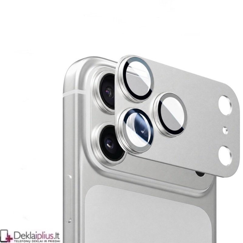 Telefono galinės kameros grūdintas stiklas - pilnai dengiantis - sidabrinis (Apple Iphone 18 Pro Max) Telefono galinės kameros grūdintas stiklas - pilnai dengiantis - sidabrinis (Apple Iphone 18 Pro Max)